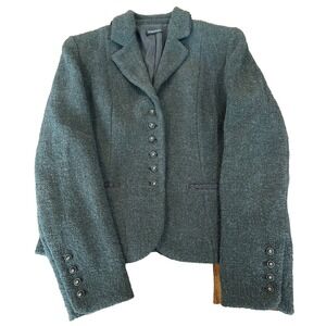 Aritzia Tahari Viscose/Wool Boucle jacket blazer green womens' size 10 luxury